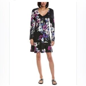 Tommy Bahama Darcy Whisper Floral Long Sleeve V Neck Dress Size XL